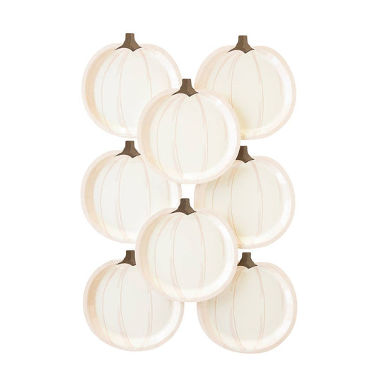 White Pumpkin Shaped Paper Plates