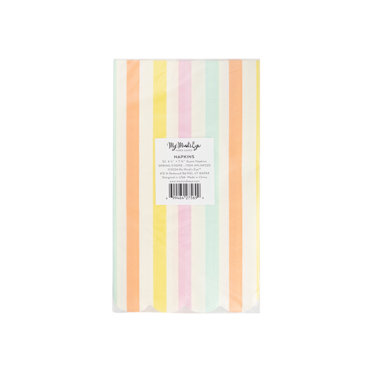 Spring Stripe Scallop Paper Dinner Napkin