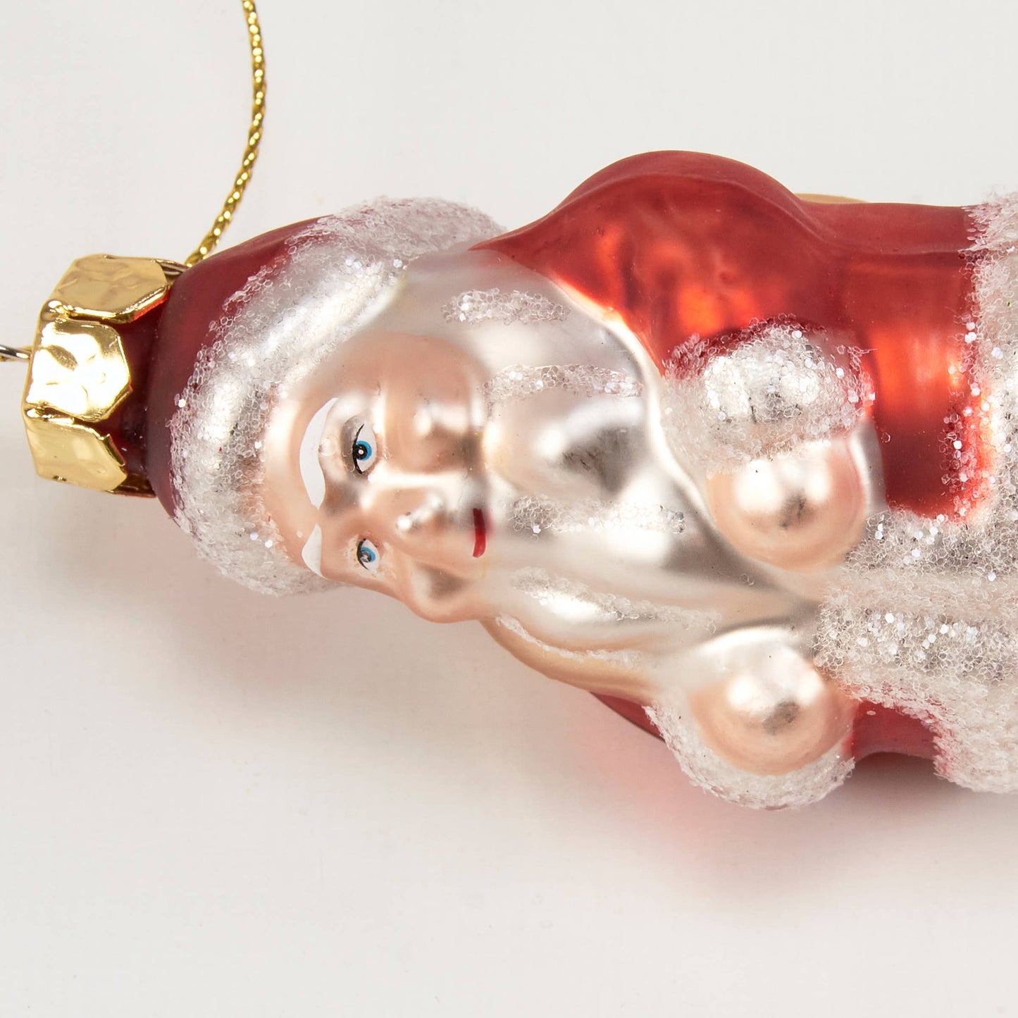 Glass Jolly Santa Ornament