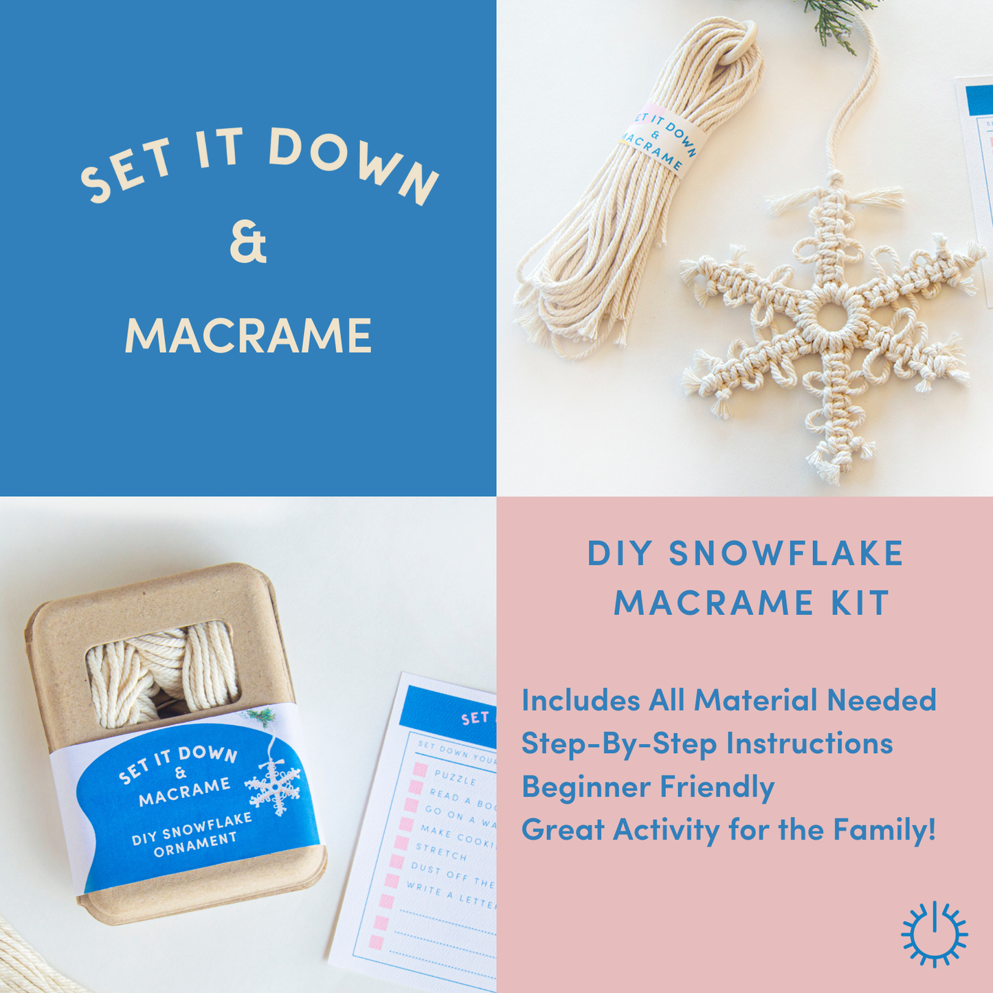 DIY Snowflake Ornament Macrame Kit