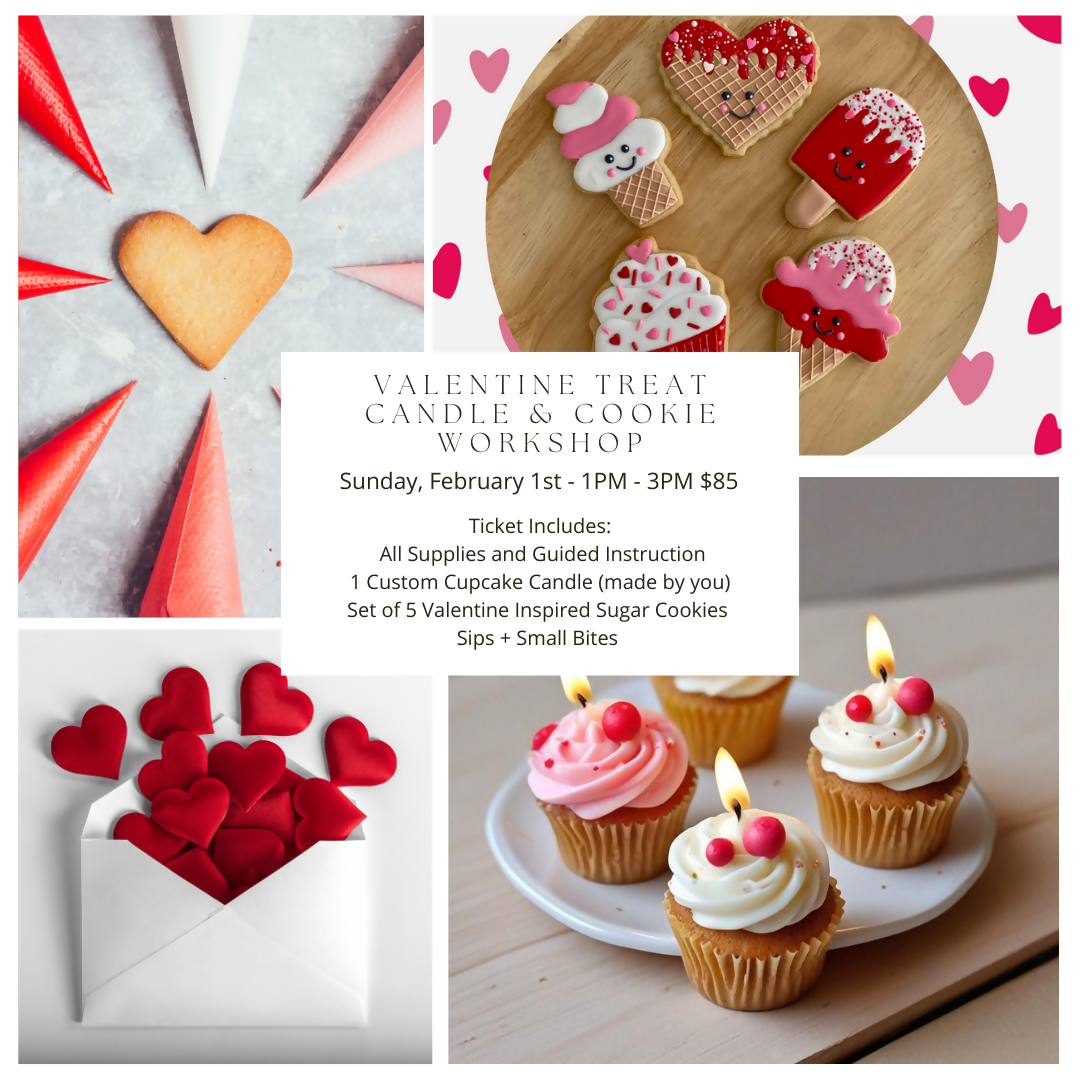 Valentine Treats Candle & Cookie Workshop | Sunday, February 1st | 1pm-3pm | $85