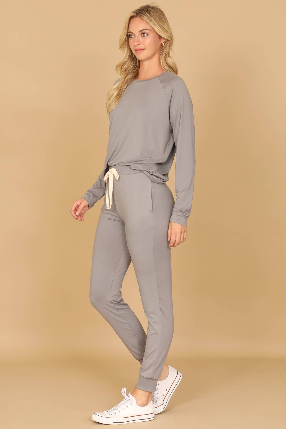 Solid Long Sleeve Jogger Set