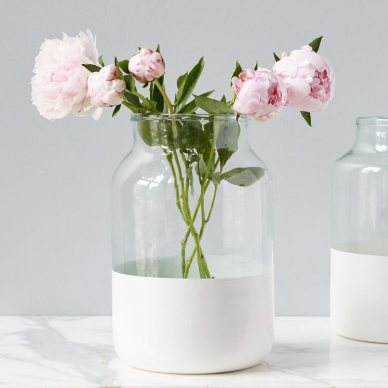 Etu Home White Colorblock Mason Jar, Medium