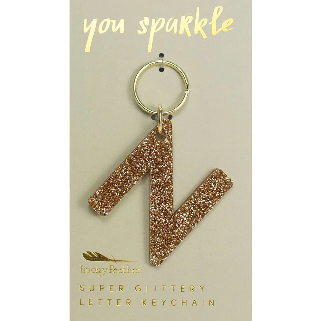 Gold Glitter Keychains - Multiple Letters
