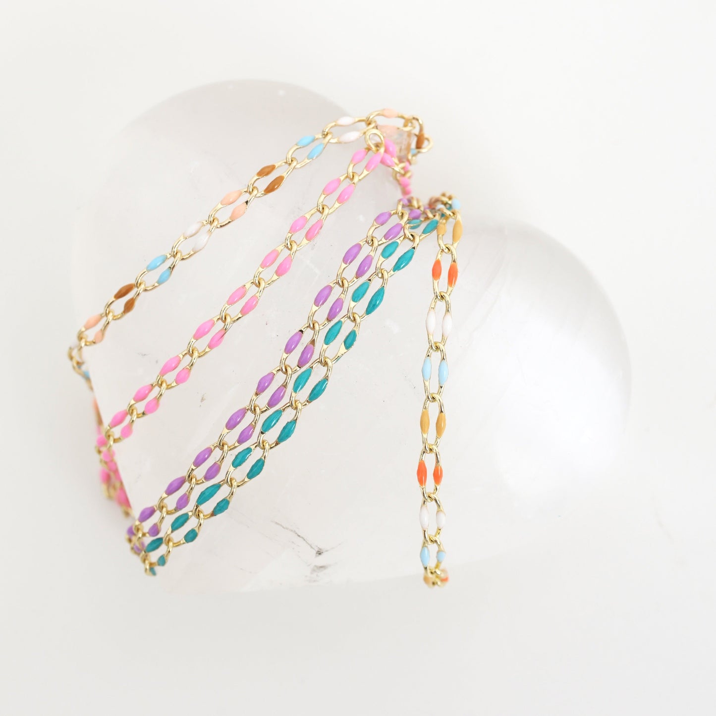"The Topanga" Enamel and Gold Chain Bracelet