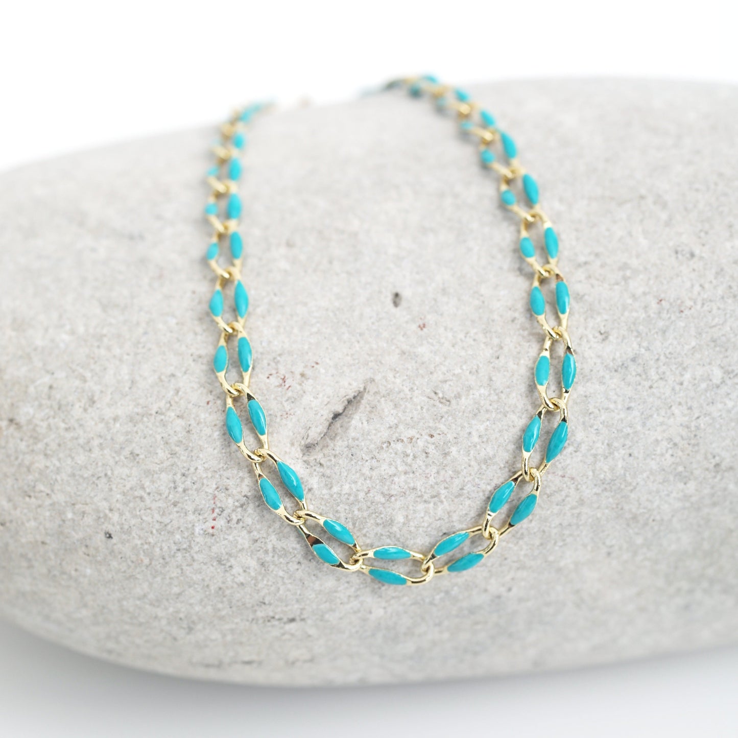 "The Topanga" Enamel and Gold Chain Bracelet