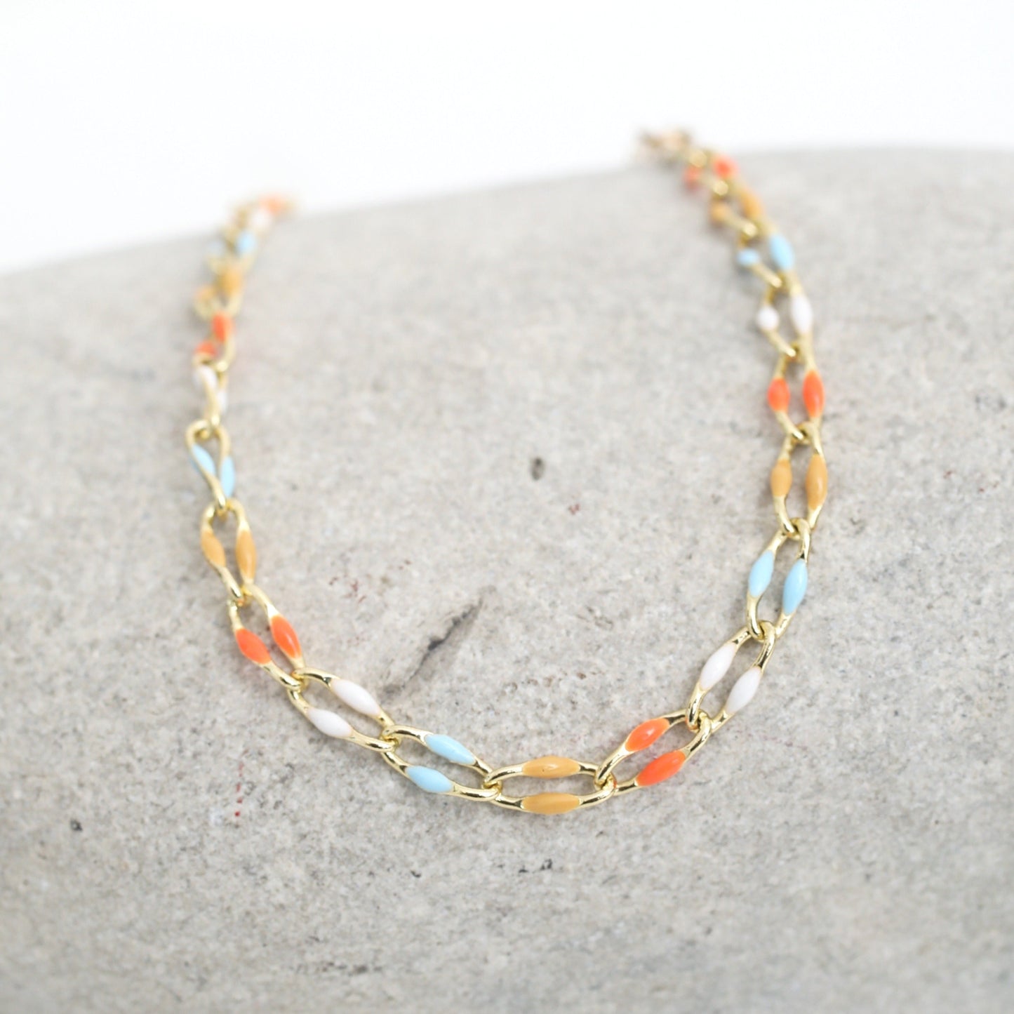 "The Topanga" Enamel and Gold Chain Bracelet
