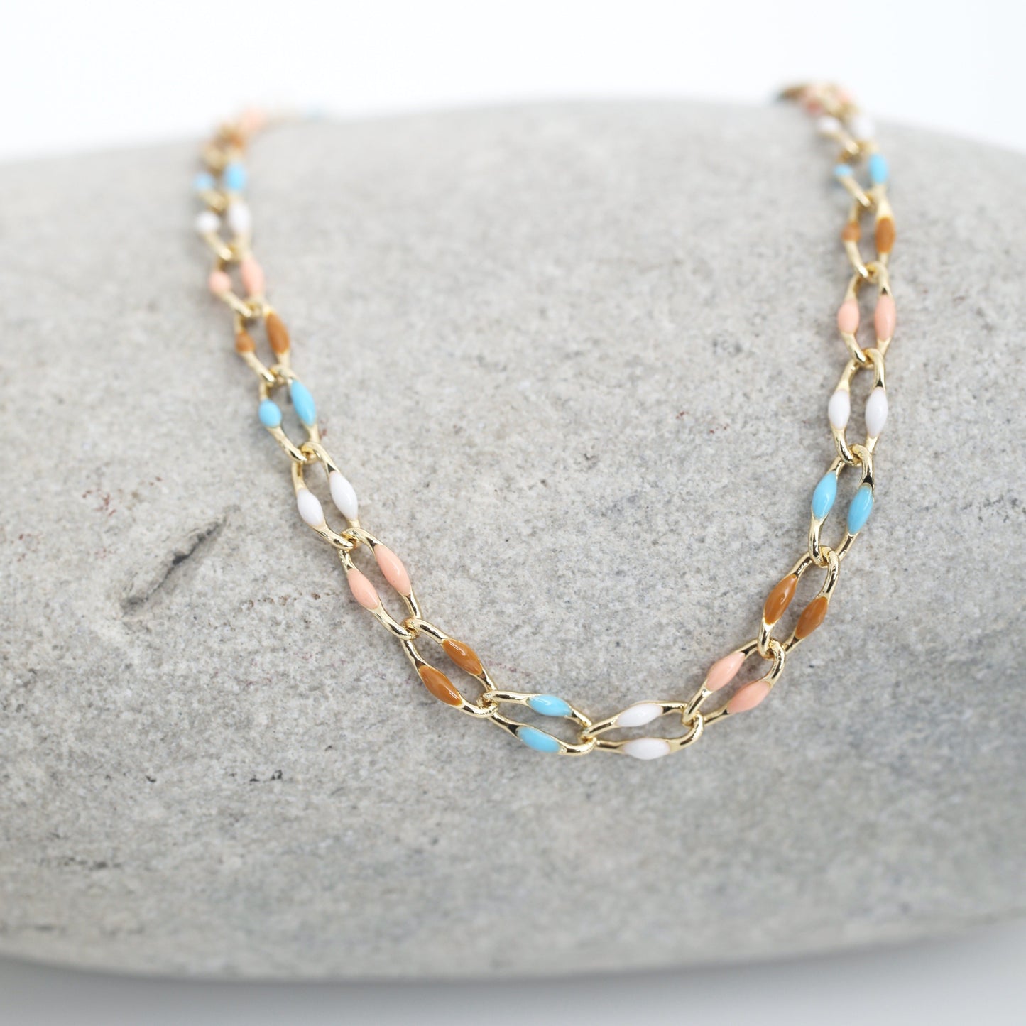 "The Topanga" Enamel and Gold Chain Bracelet
