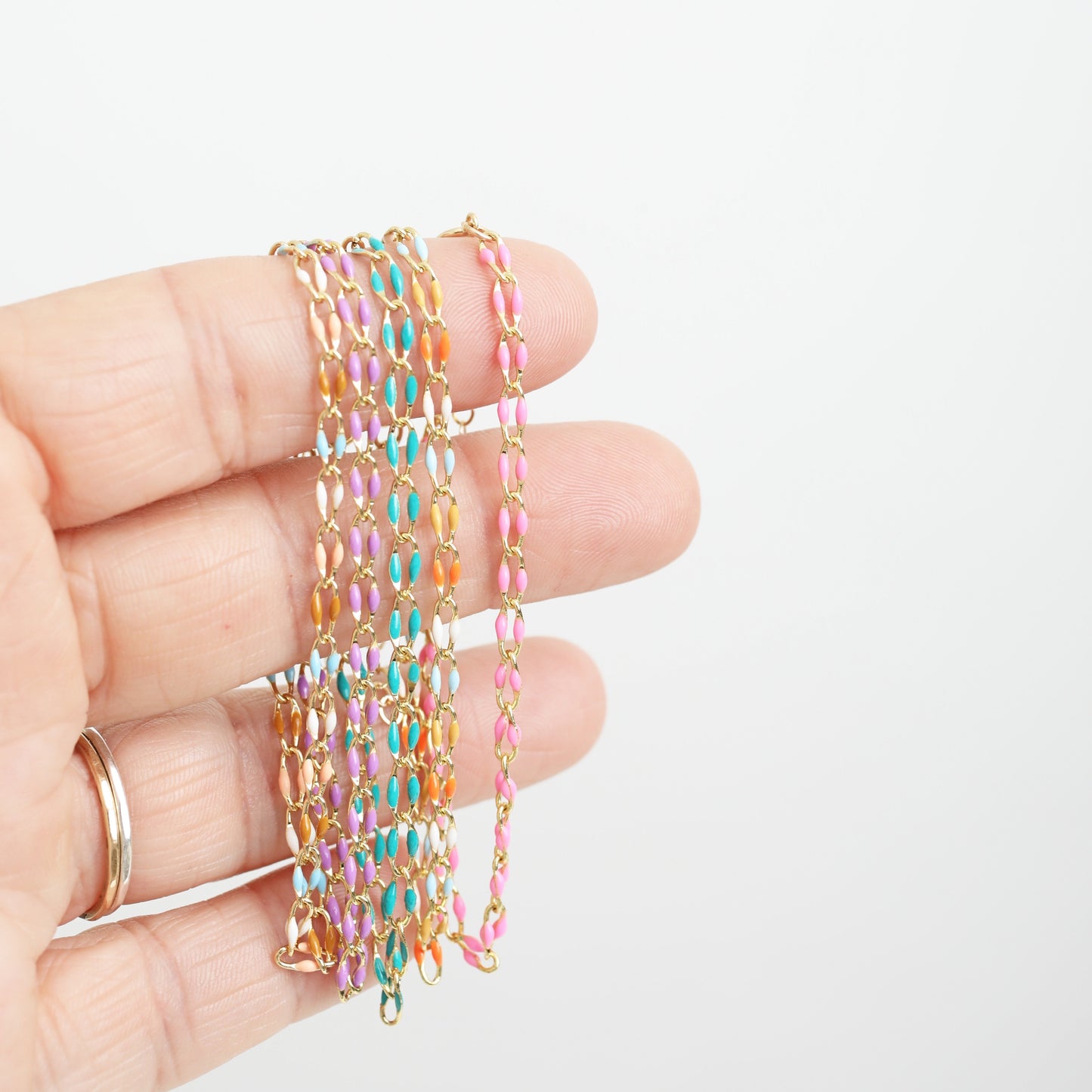 "The Topanga" Enamel and Gold Chain Bracelet