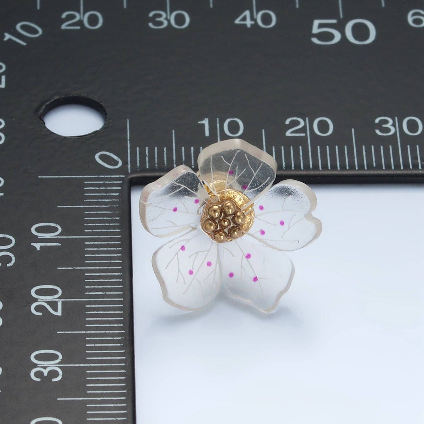 24K Gold Filled Clear Acrylic Flower Stud Earrings