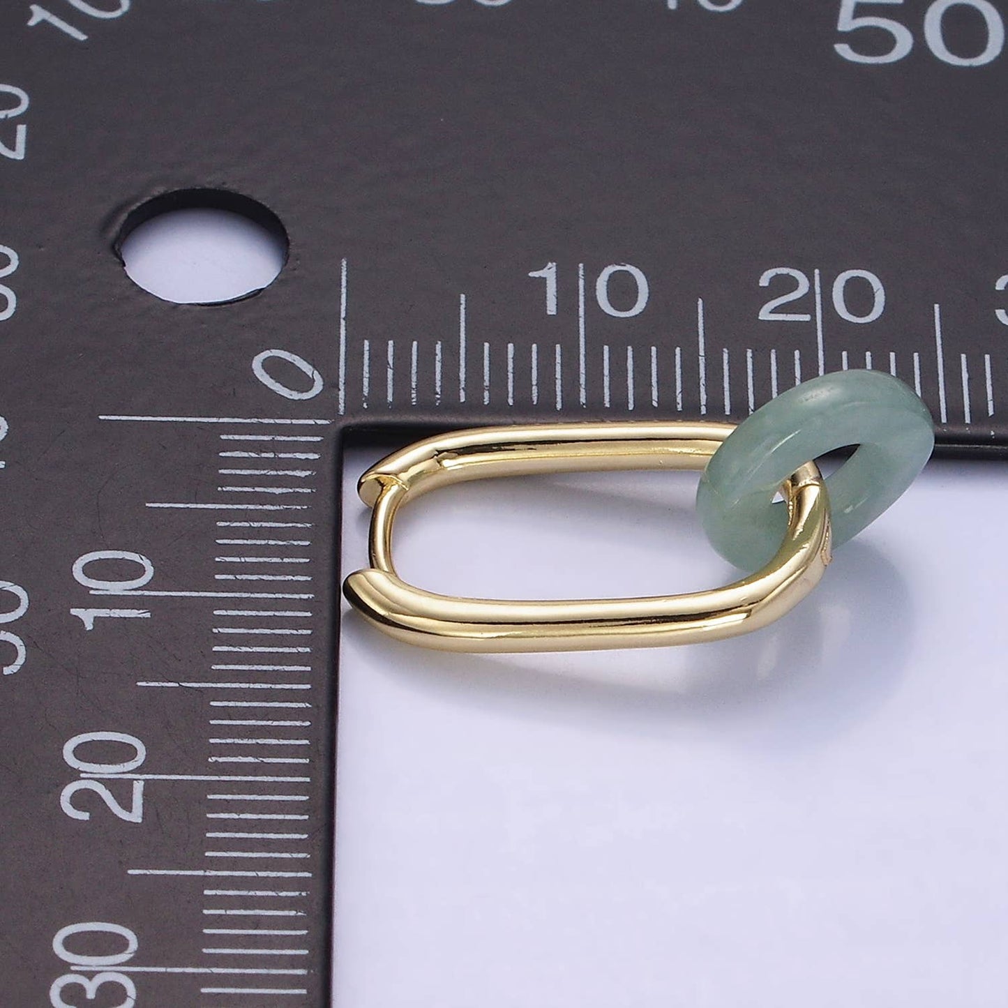 14K Gold Filled Jade Donut Oblong Hoop Earrings