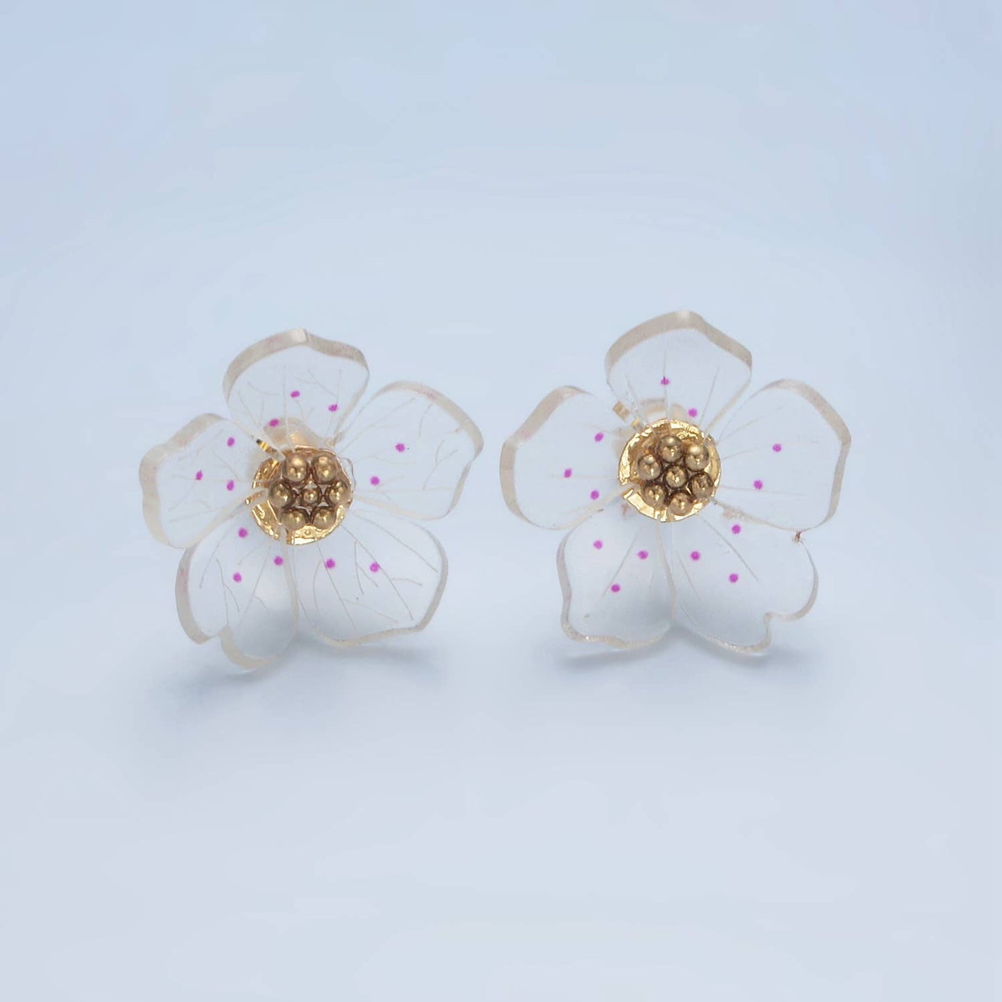 24K Gold Filled Clear Acrylic Flower Stud Earrings
