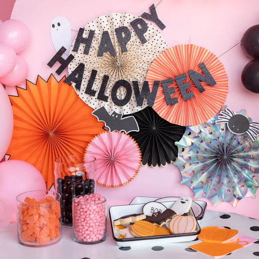 Happy Halloween Black Glitter Banner