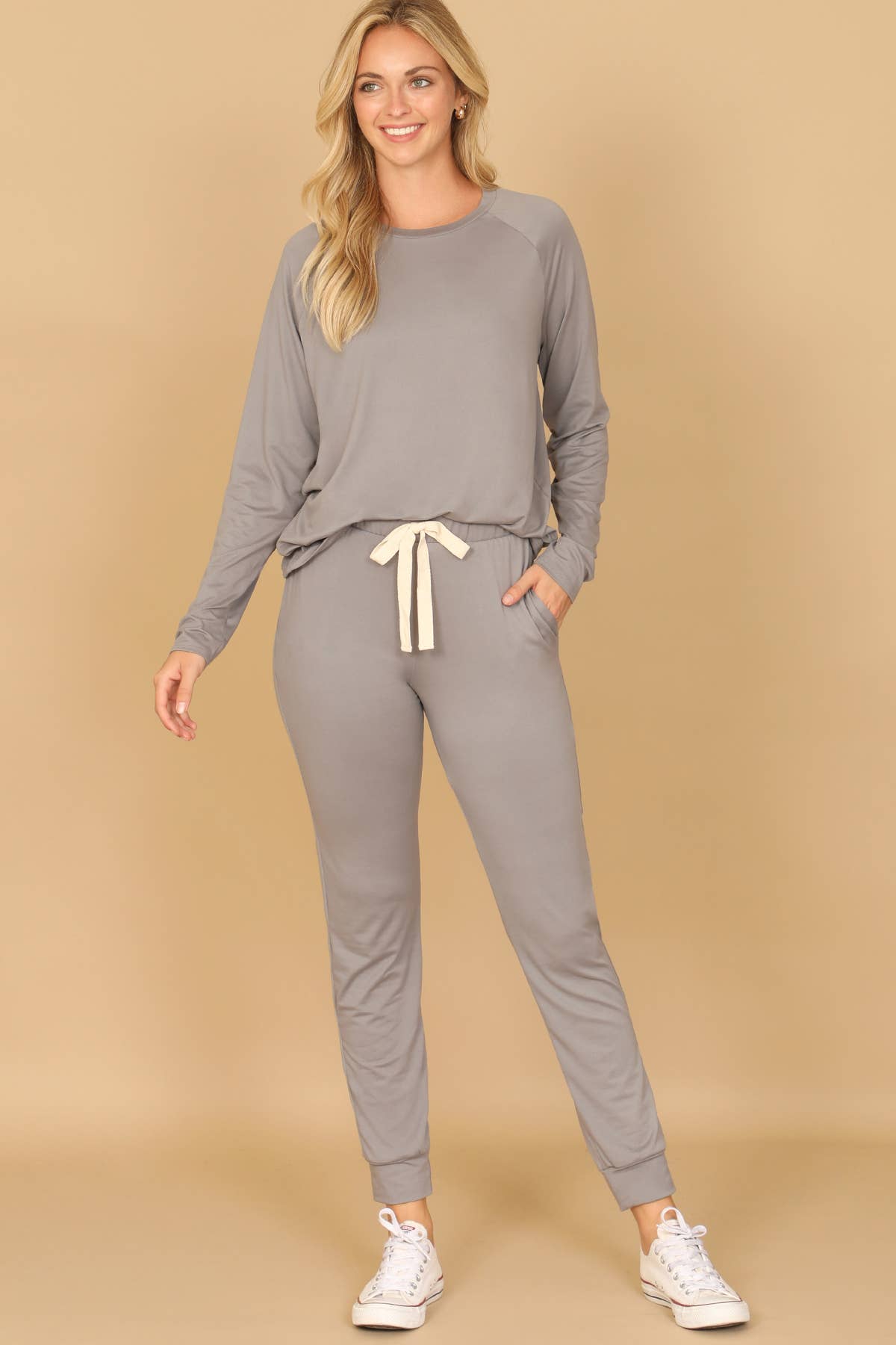 Solid Long Sleeve Jogger Set