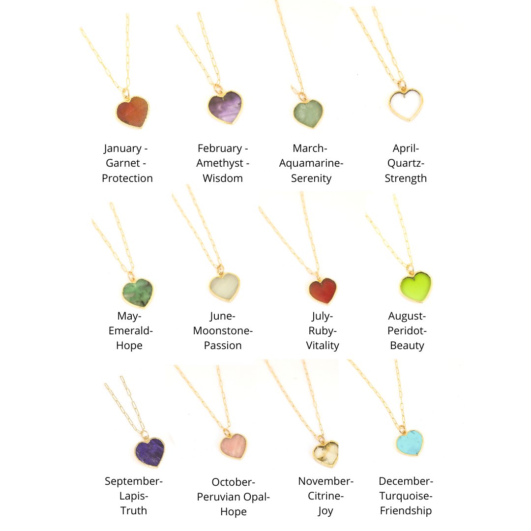 Isla Gemstone Heart Necklace | Birthstone Jewelry | Chocolate & Steel