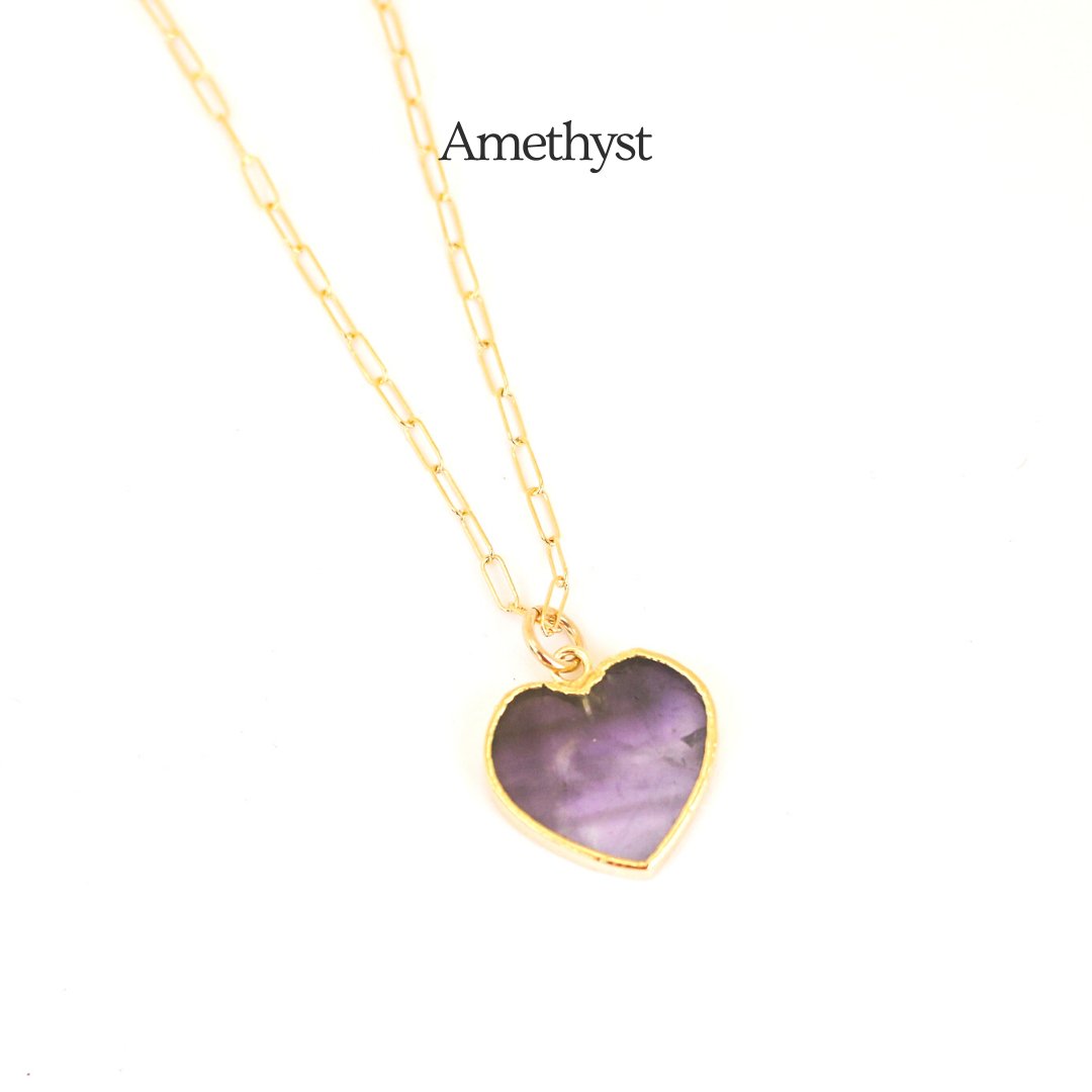 Isla Gemstone Heart Necklace | Birthstone Jewelry | Chocolate & Steel