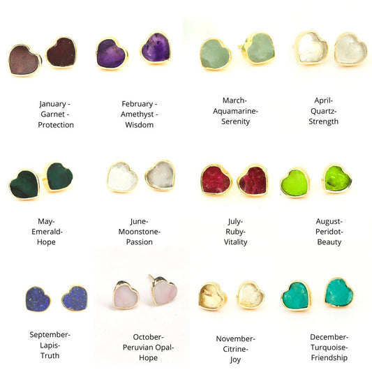 Mia Gemstone Heart Stud Earrings