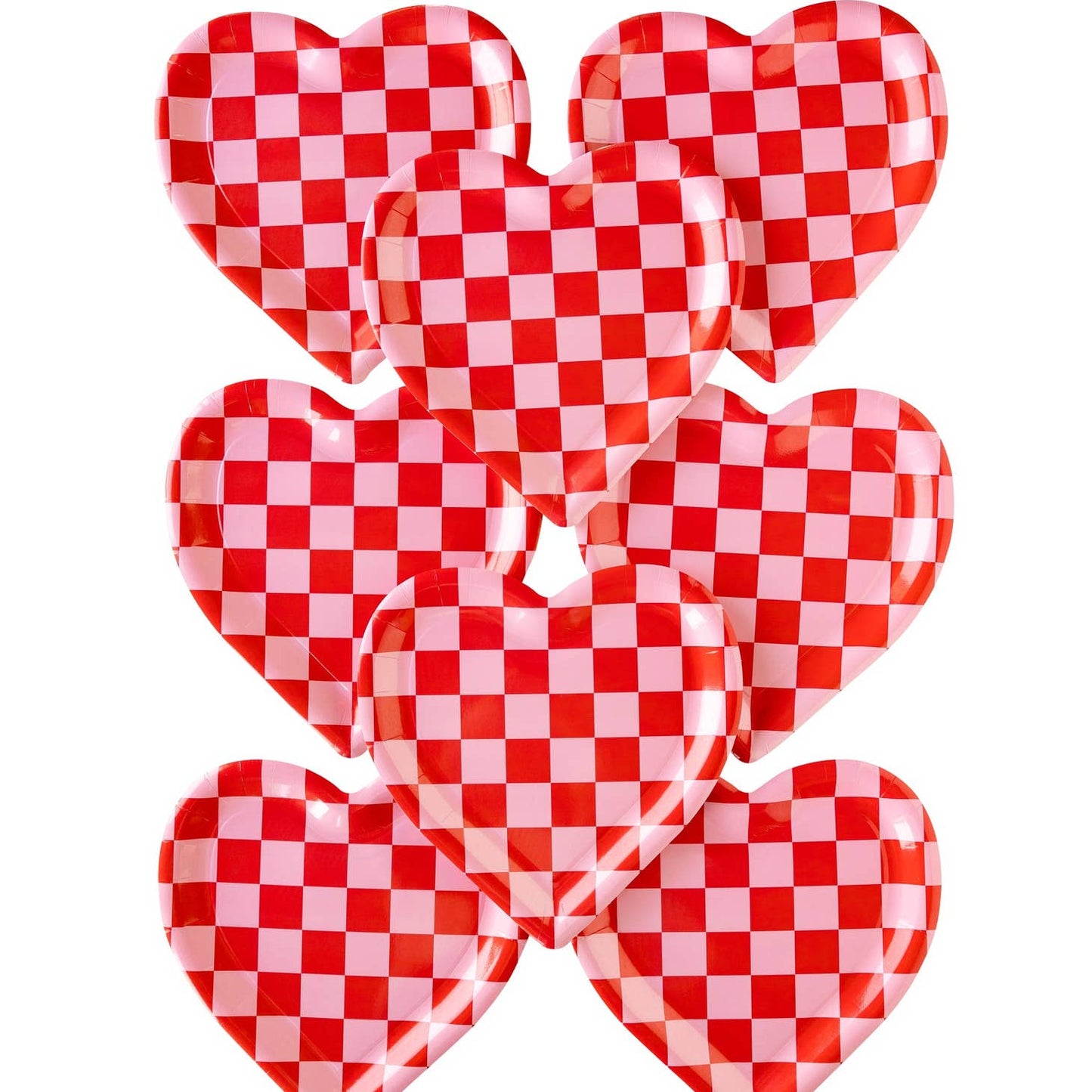 Checkered Heart Shaped Paper Plates