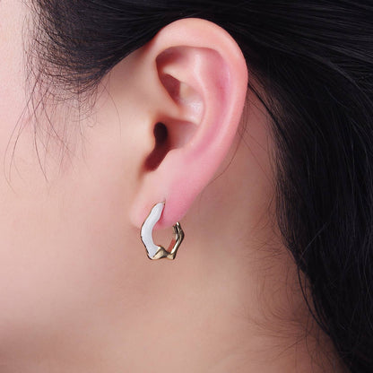 White/Black Enamel Abstract C-Shaped Earrings