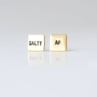 "Salty AF" Hand Stamped Earrings