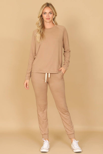 Solid Long Sleeve Jogger Set
