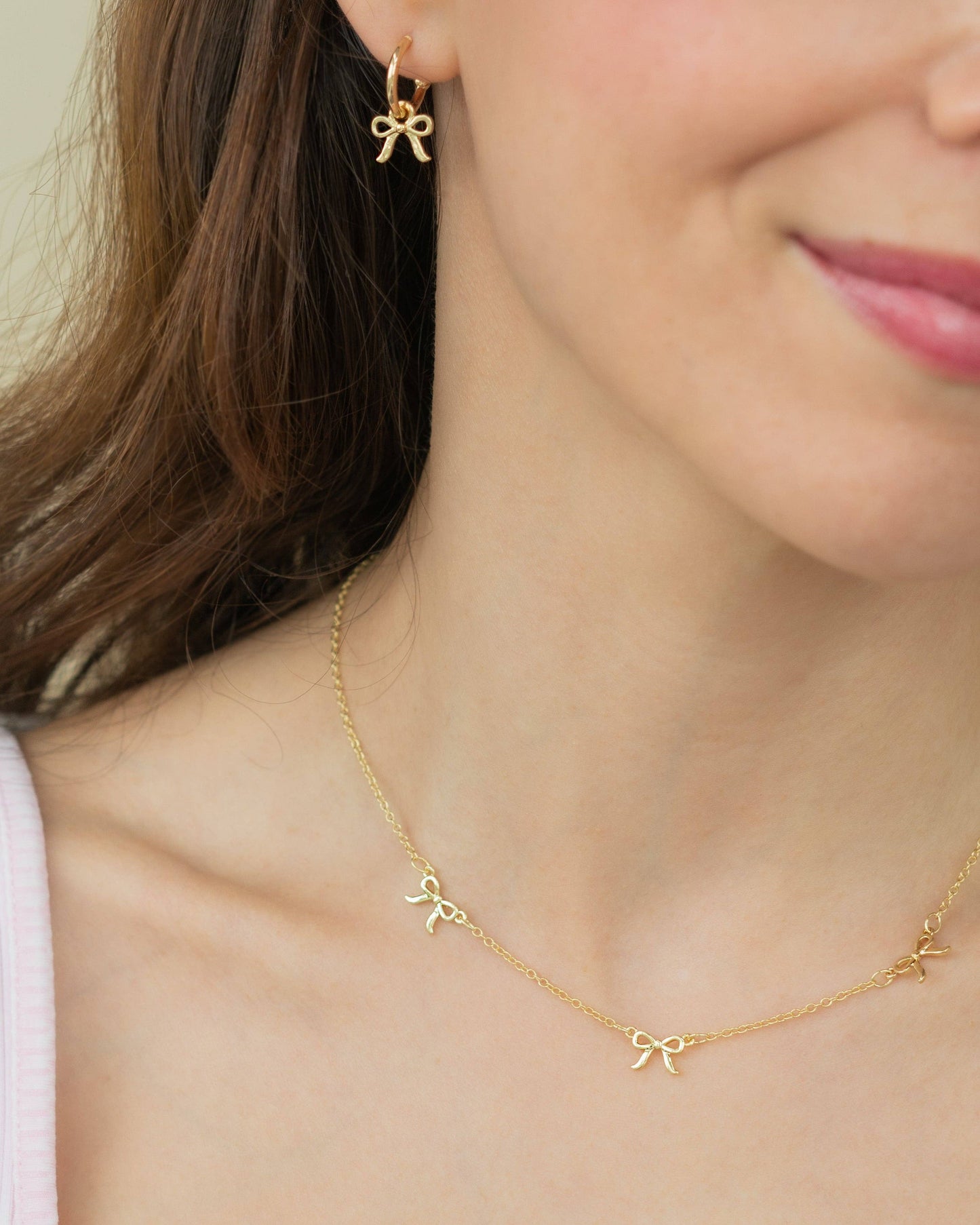 Golds Bow Charm Hoops