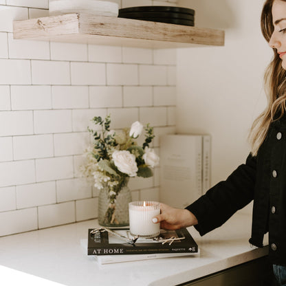 Sweet Water Decor Wildflowers & Salt 11 oz Soy Candle, Fluted Ribbed Jar