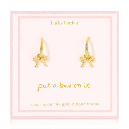 Golds Bow Charm Hoops