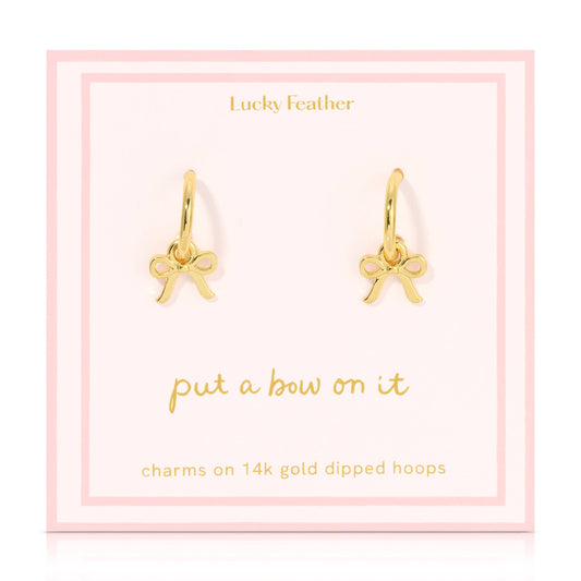 Golds Bow Charm Hoops