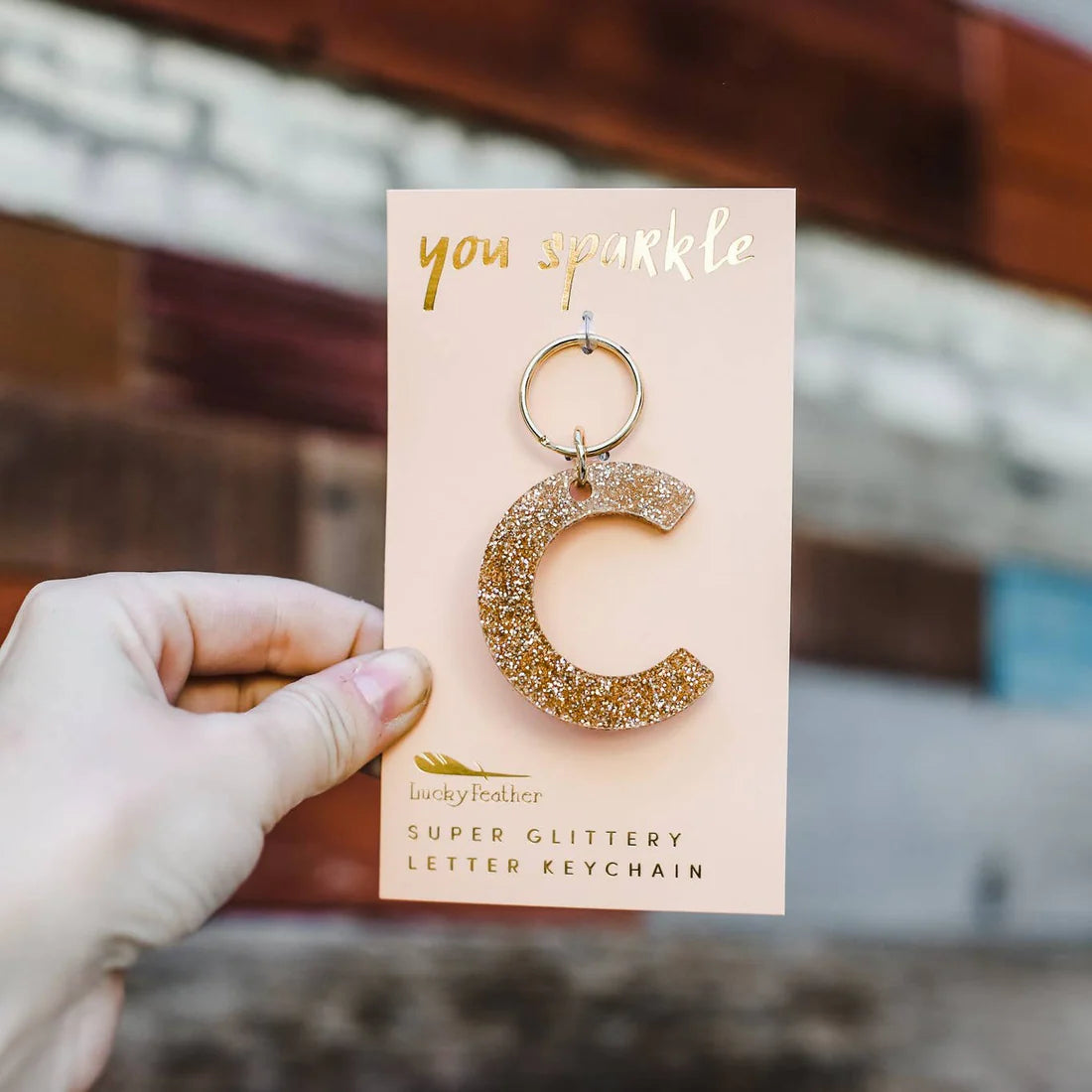 Gold Glitter Keychains - Multiple Letters