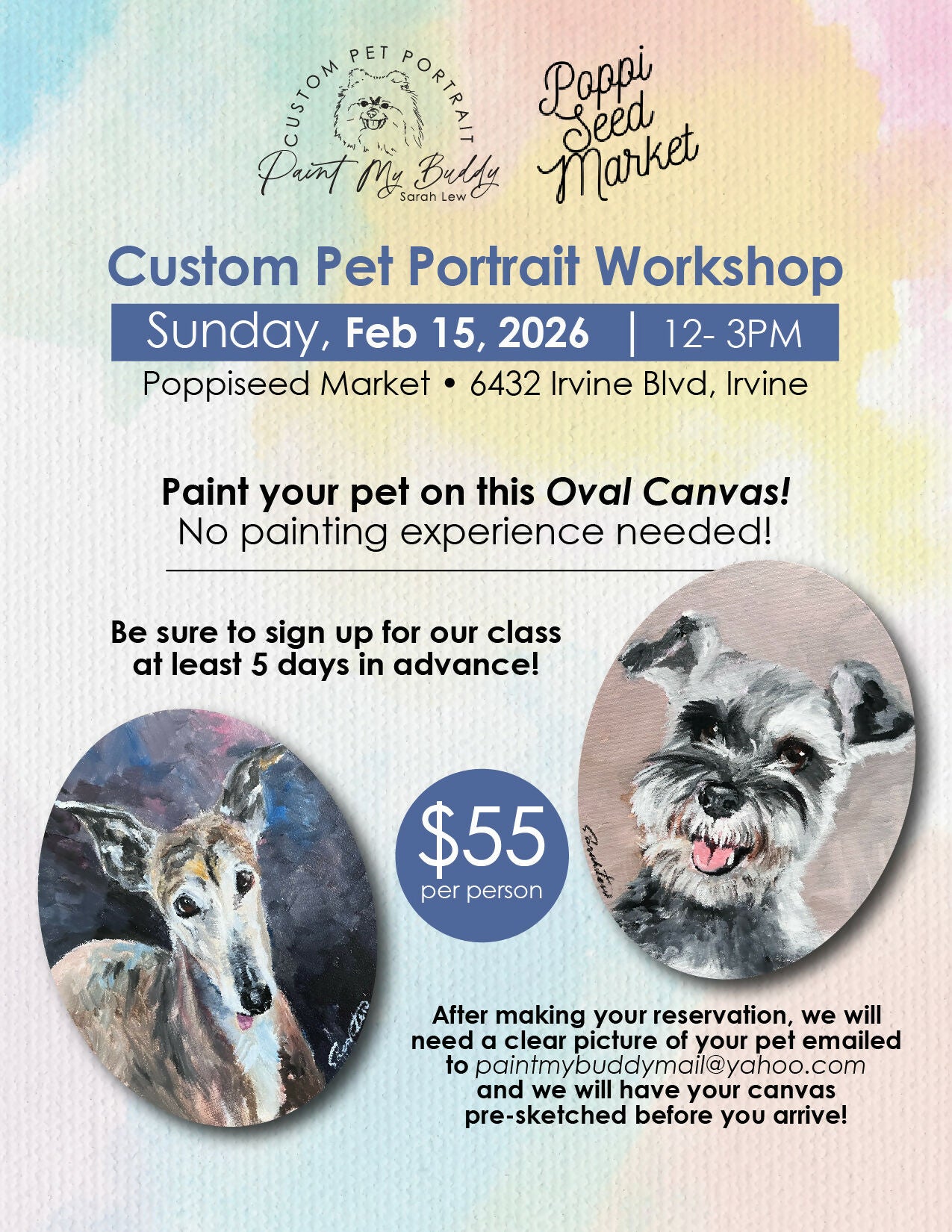 Pet Portrait Workshop - Oval Canvas
