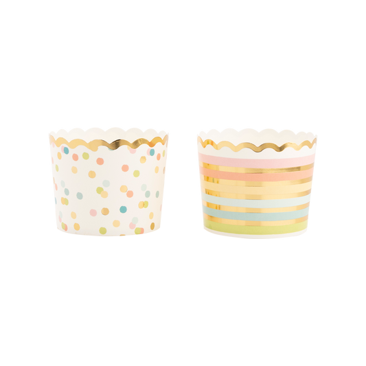 Gold Foiled Primary Stripe Food Cups
