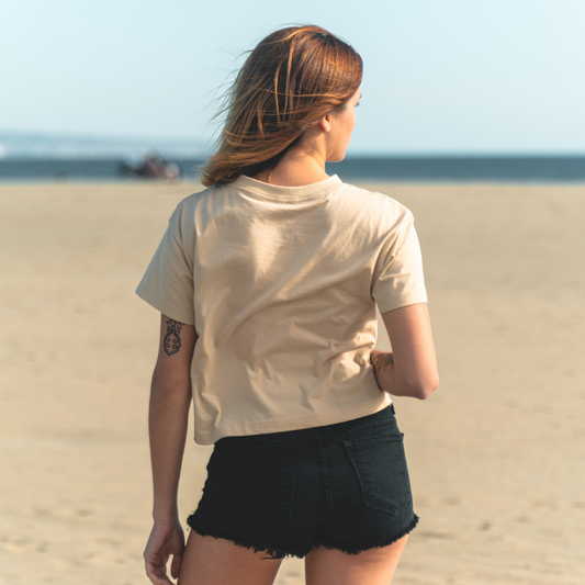 Women's T-Shirt | Boxy Crew Tee | Organic Cotton | Beige