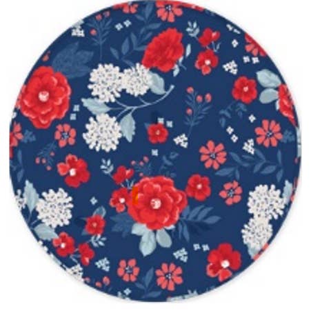 Red/White/Blue Floral Reusable Bamboo Round Serving Tray
