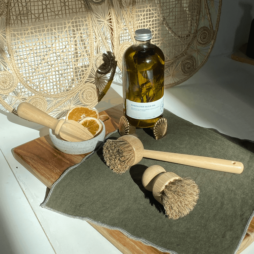 Bamboo Dishwashing Brush with Handle