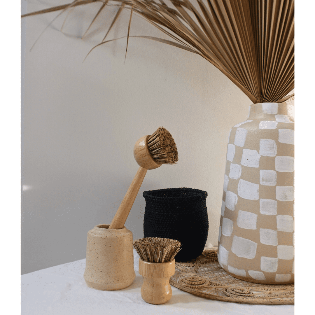 Bamboo Dishwashing Brush with Handle