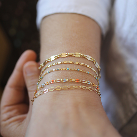"The Topanga" Enamel and Gold Chain Bracelet