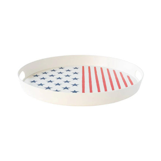 Stars and Stripes Reusable Bamboo Round Serving Tray