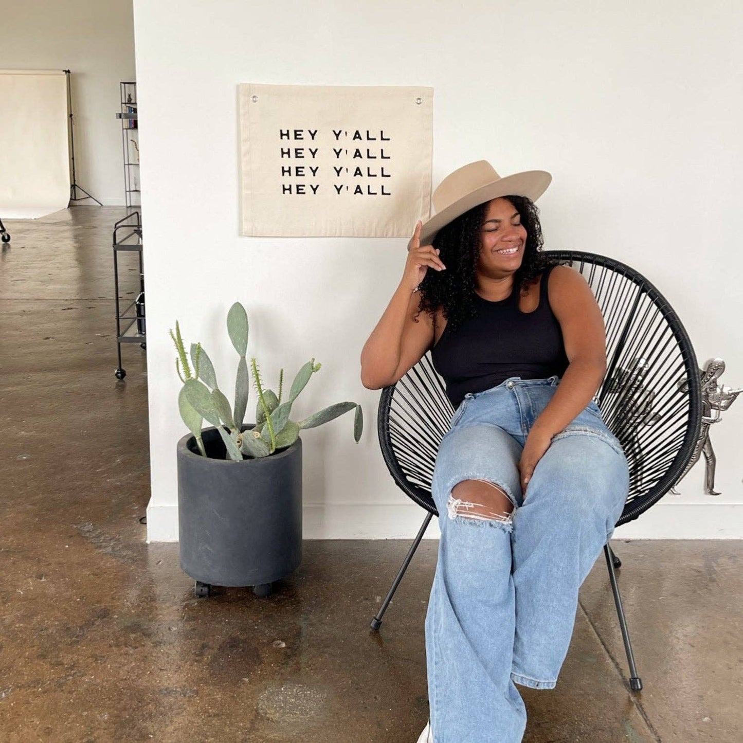 Hey Y'all Repeat Canvas Banner