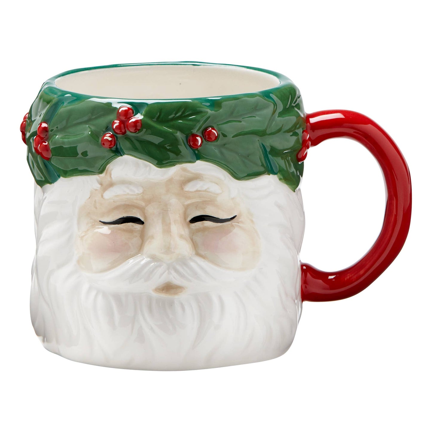 Vintage Christmas Santa With Wreath Mug