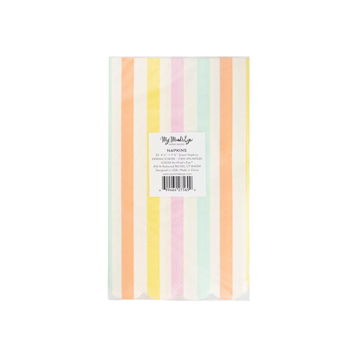 Spring Stripe Scallop Paper Dinner Napkin