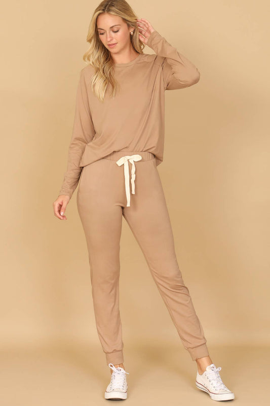 Solid Long Sleeve Jogger Set