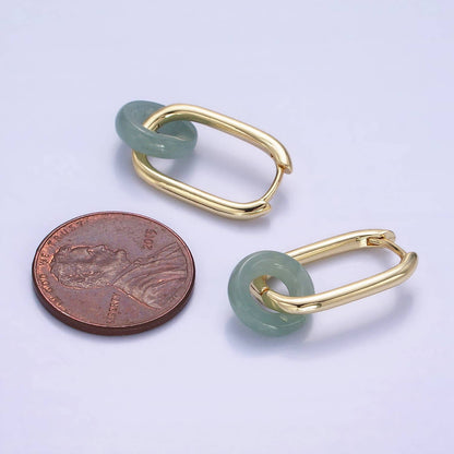 14K Gold Filled Jade Donut Oblong Hoop Earrings