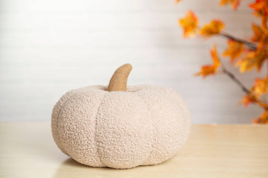 Cream Sherpa Pumpkin Pillow