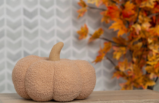 Beige Sherpa Pumpkin Pillow