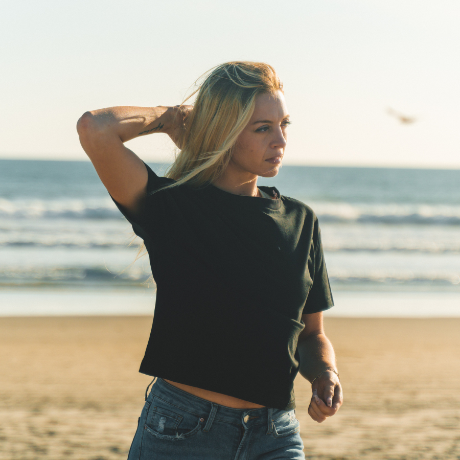 Women's T-Shirt | Boxy Crew Tee | Organic Cotton | Black