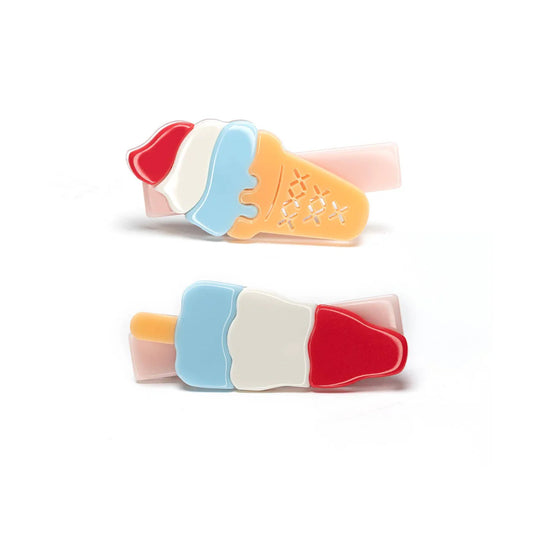Popsicle & Ice Cream Red Blue Alligator Clip