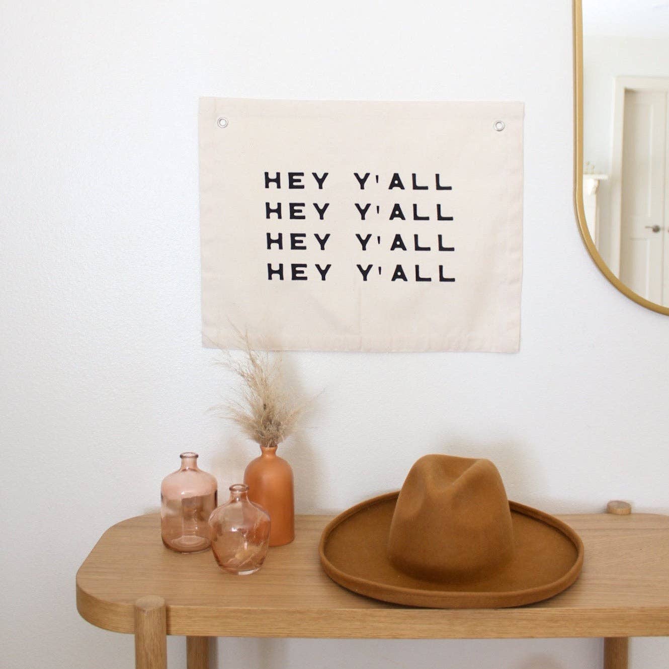 Hey Y'all Repeat Canvas Banner