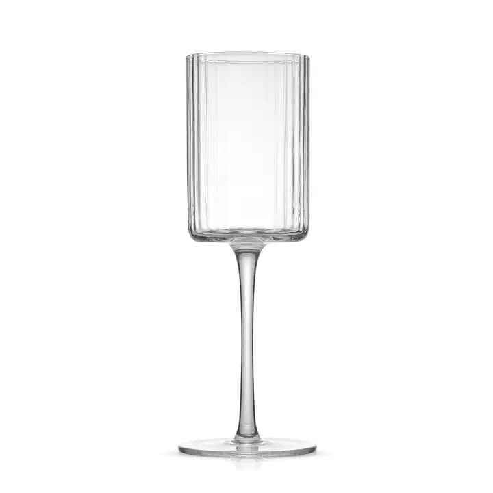 JoyJolt Ribbed White  Wine Glasses Set of 2