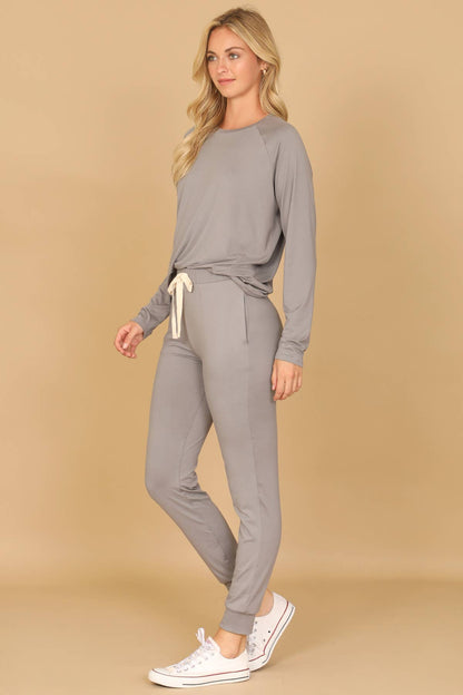 Solid Long Sleeve Jogger Set